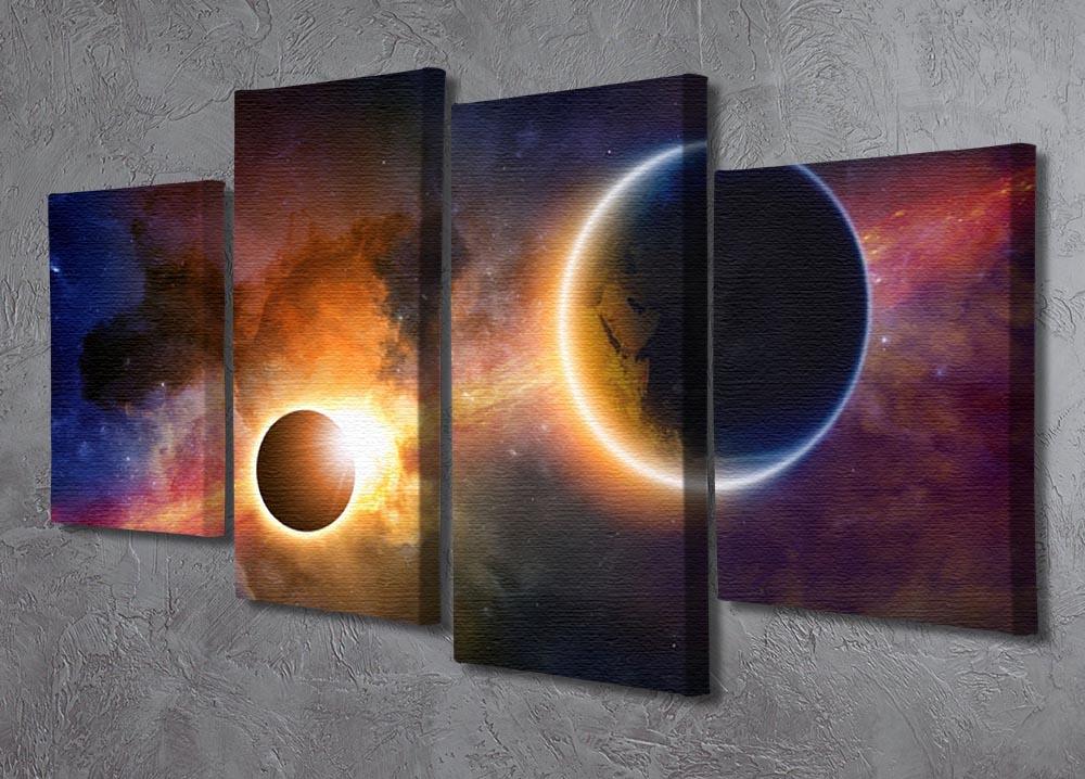 Solar Eclipse Nebula and Stars 4 Split Panel Canvas - Canvas Art Rocks - 2