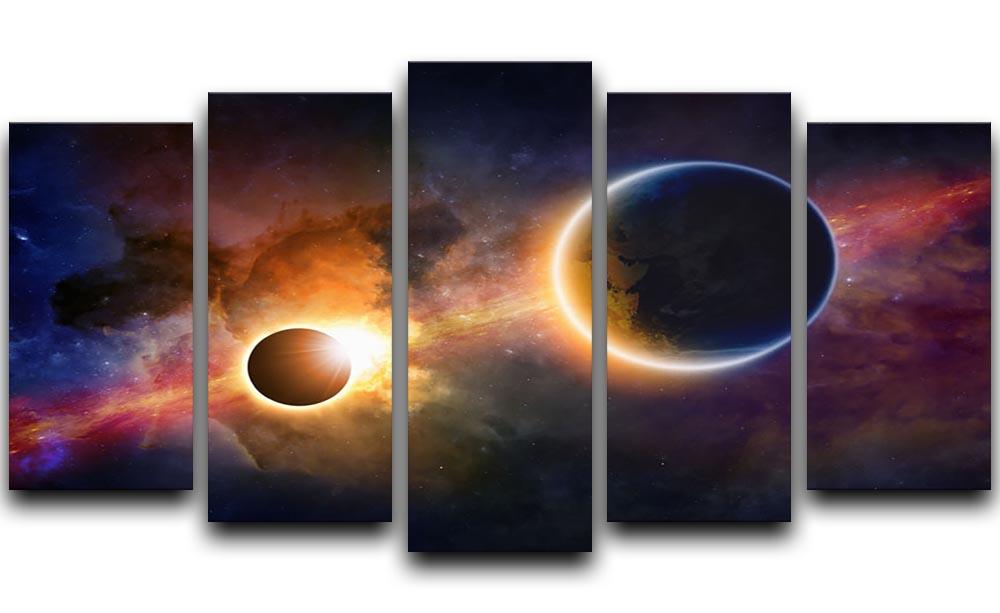 Solar Eclipse Nebula and Stars 5 Split Panel Canvas  - Canvas Art Rocks - 1