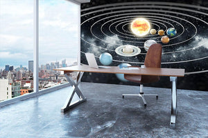 Solar system with eight planets Wall Mural Wallpaper - Canvas Art Rocks - 3