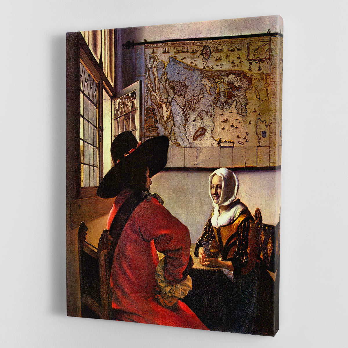 Soldier and girl smiling by Vermeer Canvas Print or Poster - Canvas Art Rocks - 1