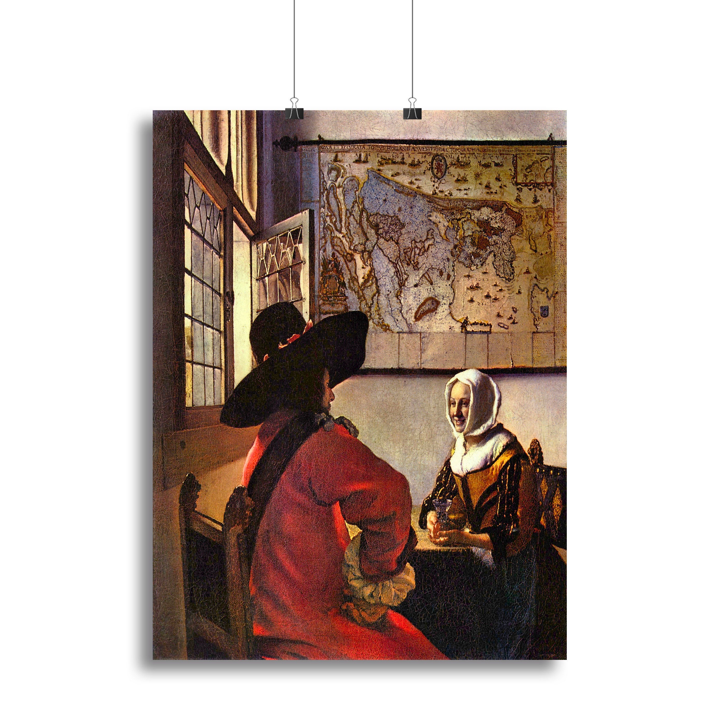 Soldier and girl smiling by Vermeer Canvas Print or Poster - Canvas Art Rocks - 2