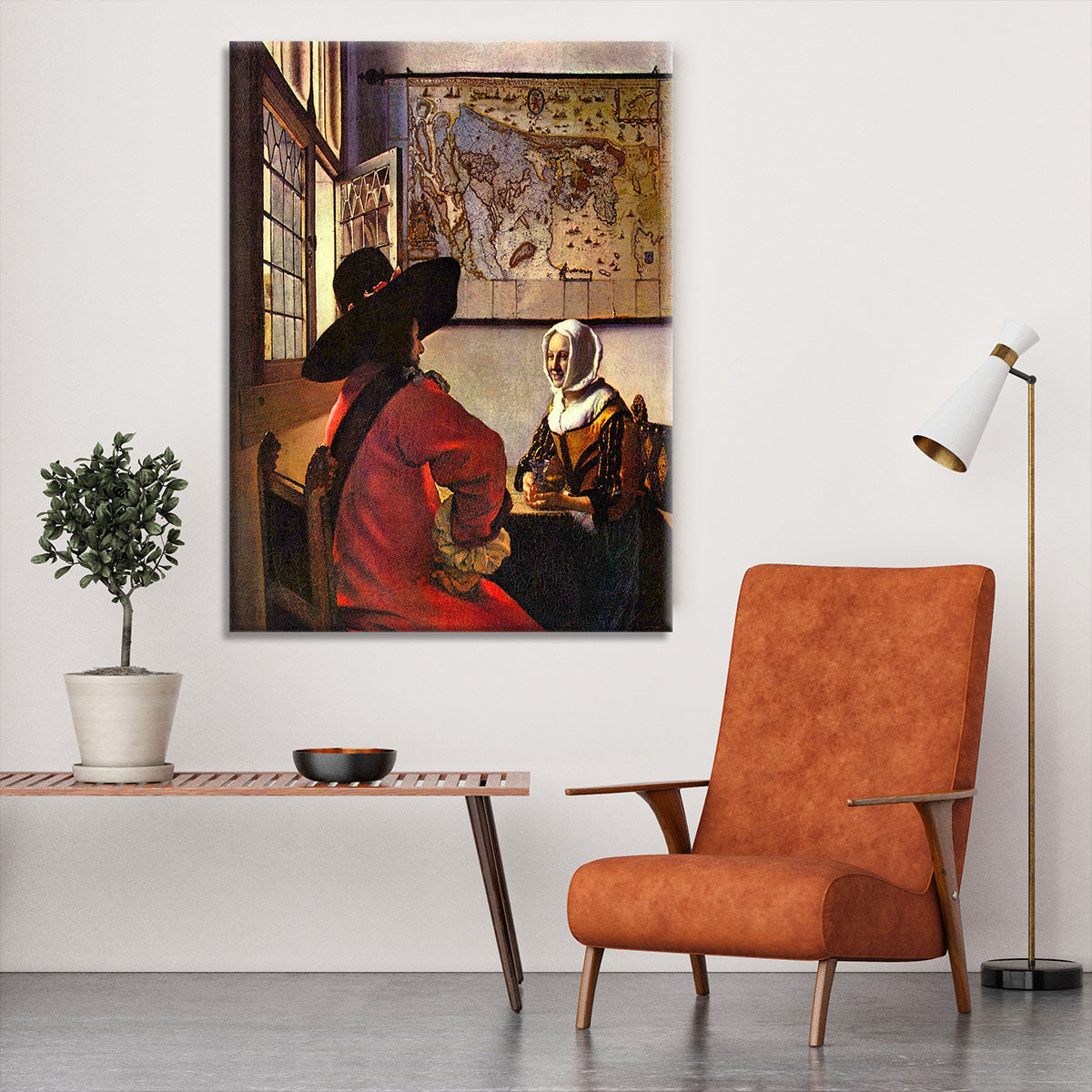 Soldier and girl smiling by Vermeer Canvas Print or Poster - Canvas Art Rocks - 6