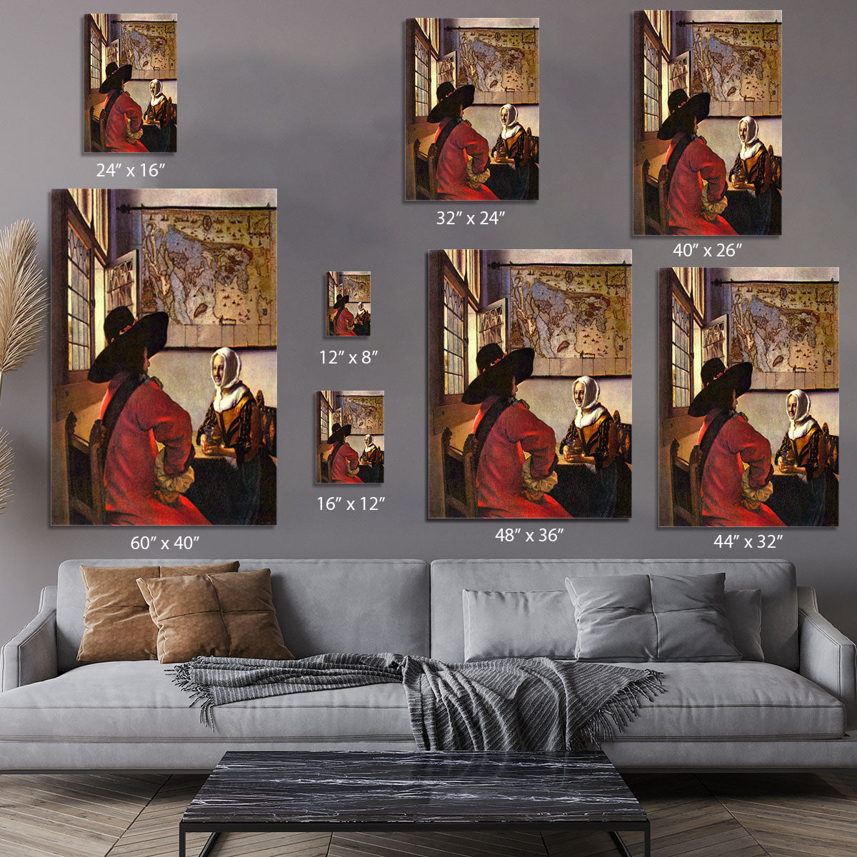 Soldier and girl smiling by Vermeer Canvas Print or Poster - Canvas Art Rocks - 7