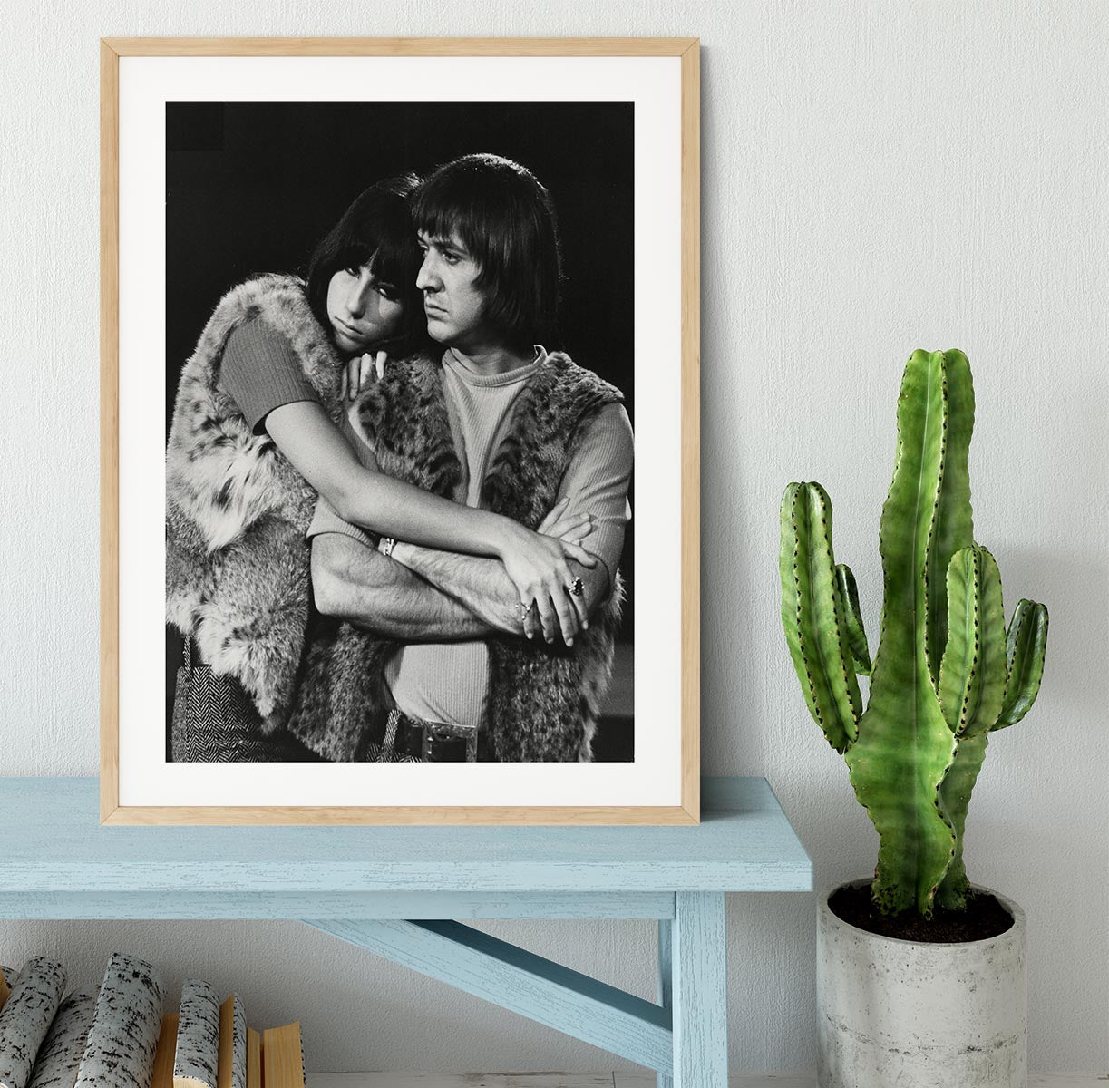 Sonny and Cher hugging Framed Print - Canvas Art Rocks - 3