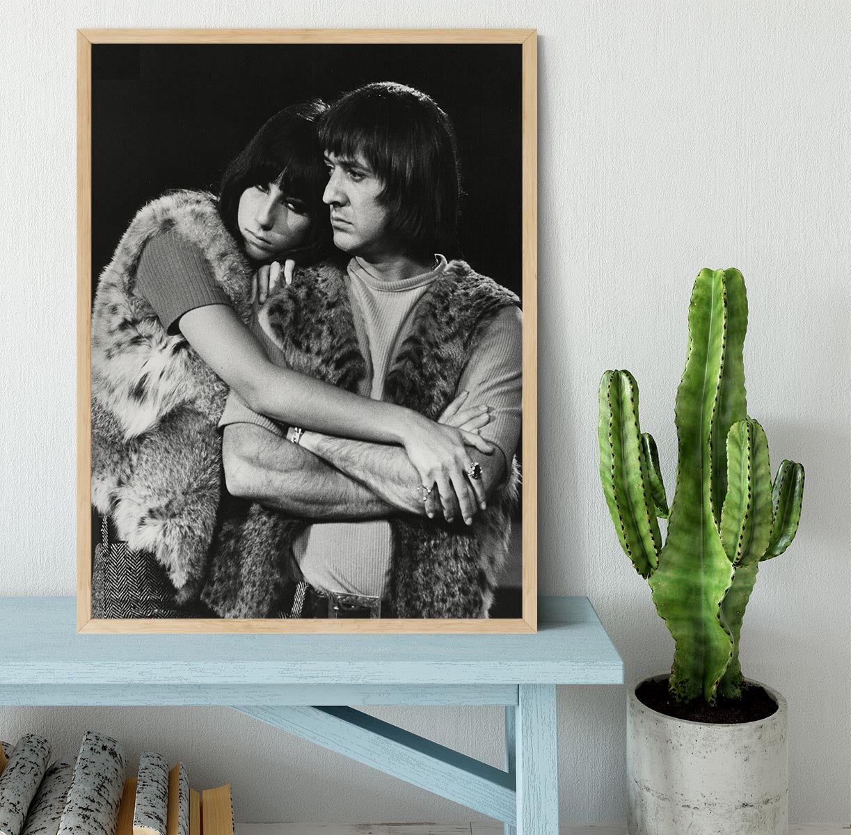 Sonny and Cher hugging Framed Print - Canvas Art Rocks - 4