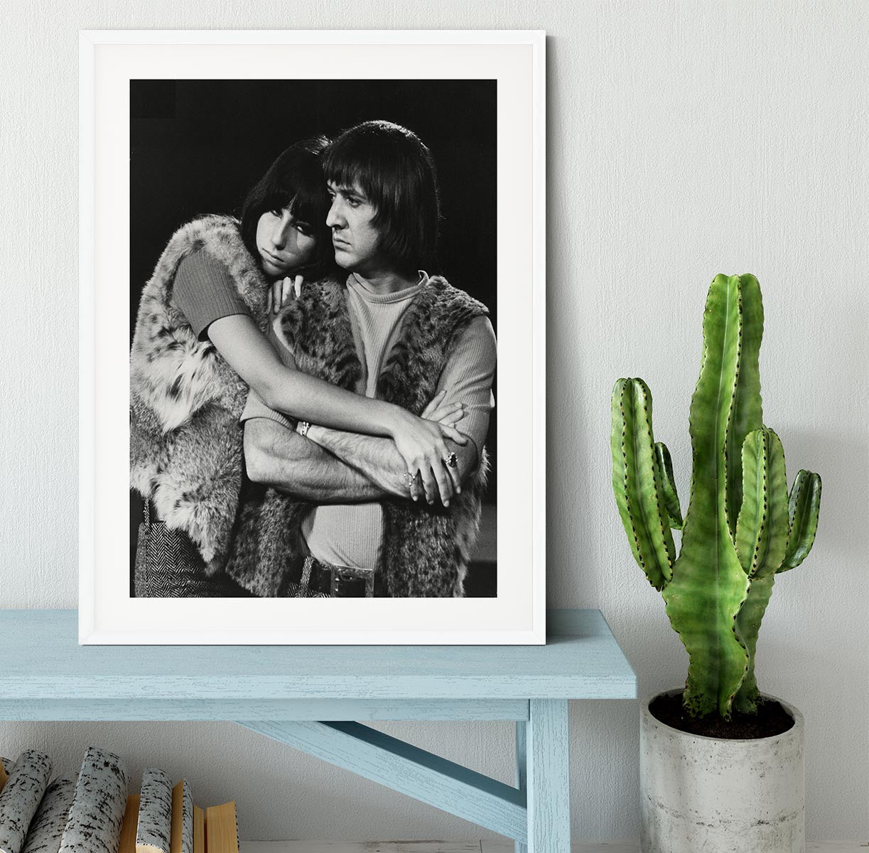 Sonny and Cher hugging Framed Print - Canvas Art Rocks - 5