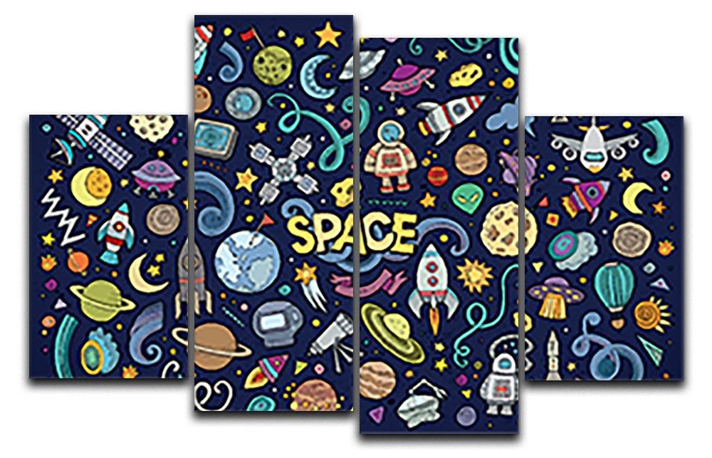 Space Doodles 4 Split Panel Canvas  - Canvas Art Rocks - 1