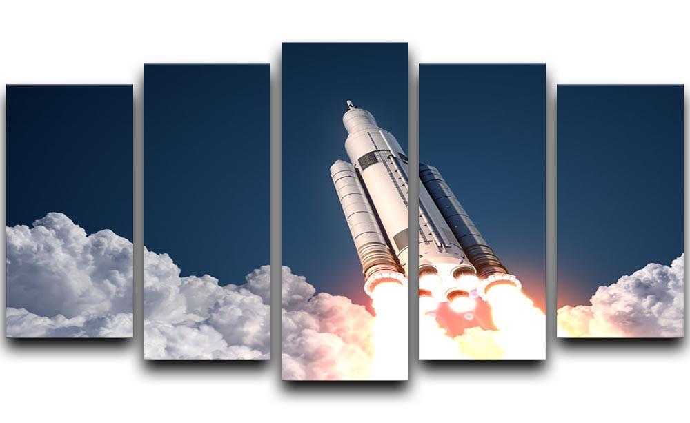 Space Launch System Takes Off 5 Split Panel Canvas  - Canvas Art Rocks - 1