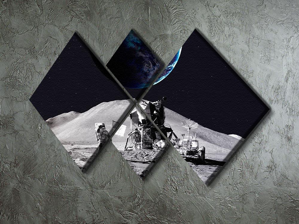 Space Man On The Moon 4 Square Multi Panel Canvas - Canvas Art Rocks - 2