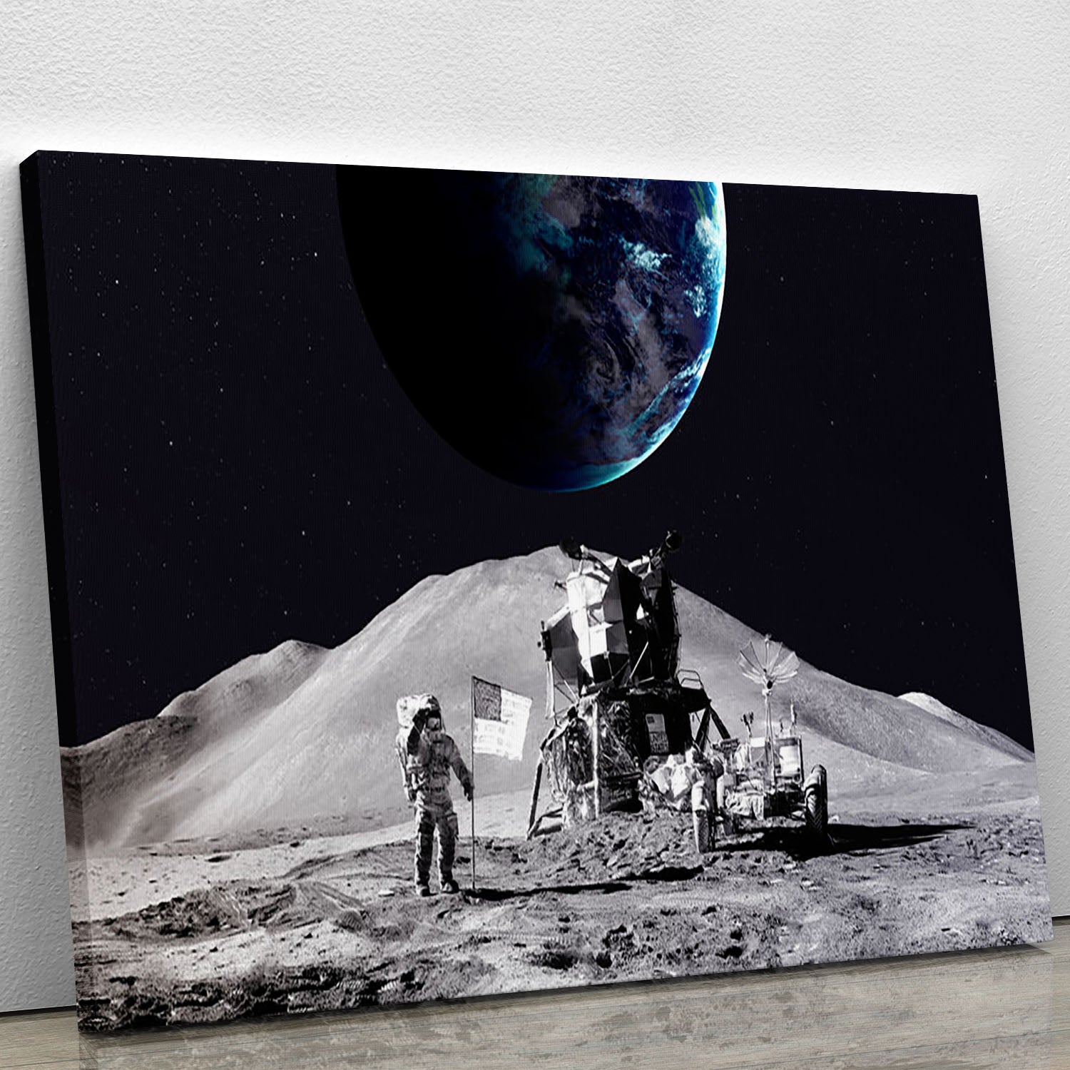 Space Man On The Moon Canvas Print or Poster - Canvas Art Rocks - 1