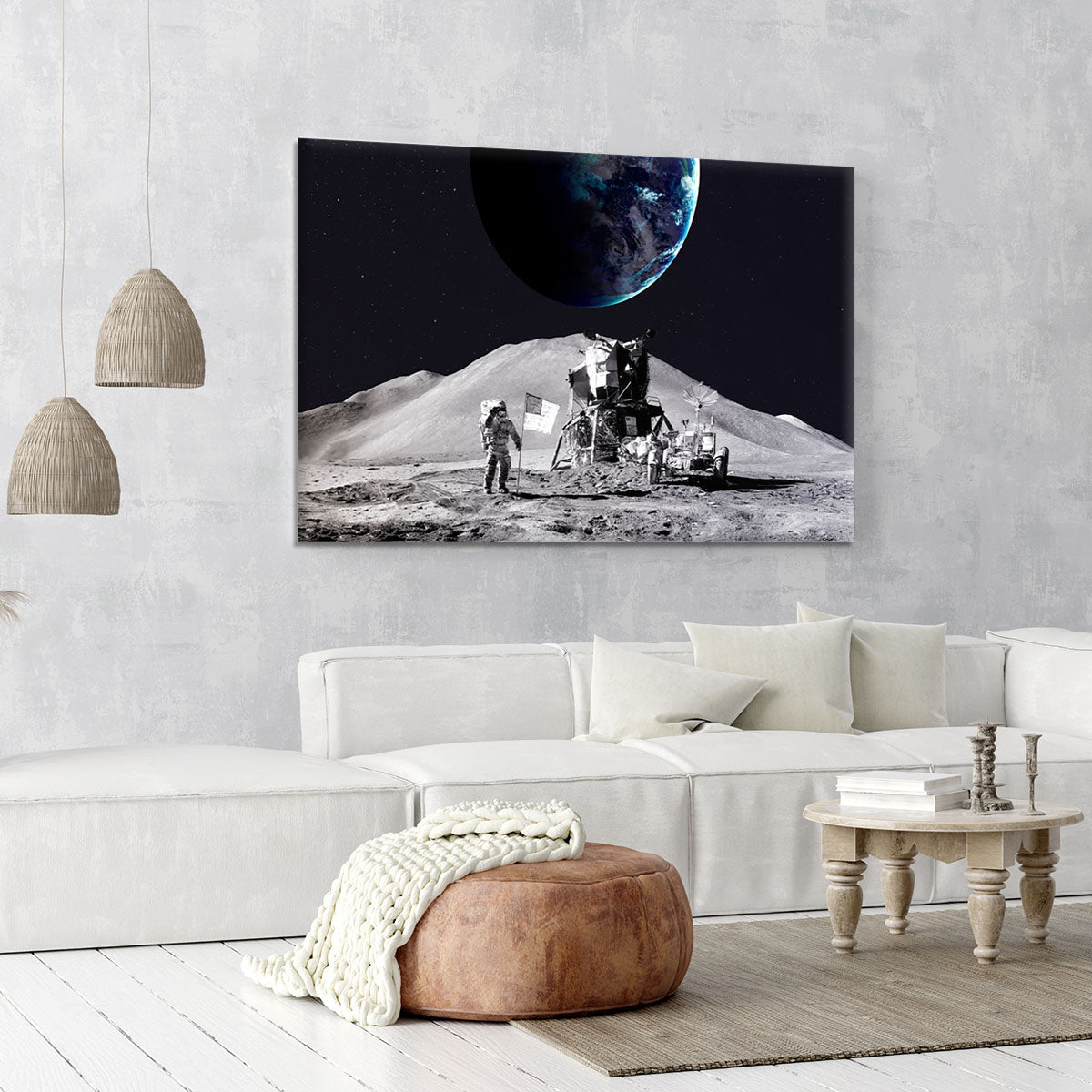 Space Man On The Moon Canvas Print or Poster - Canvas Art Rocks - 6