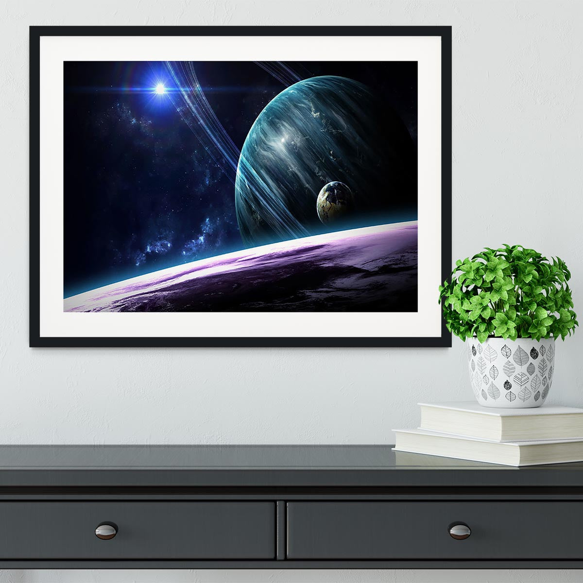 Space Planets Framed Print - Canvas Art Rocks - 1