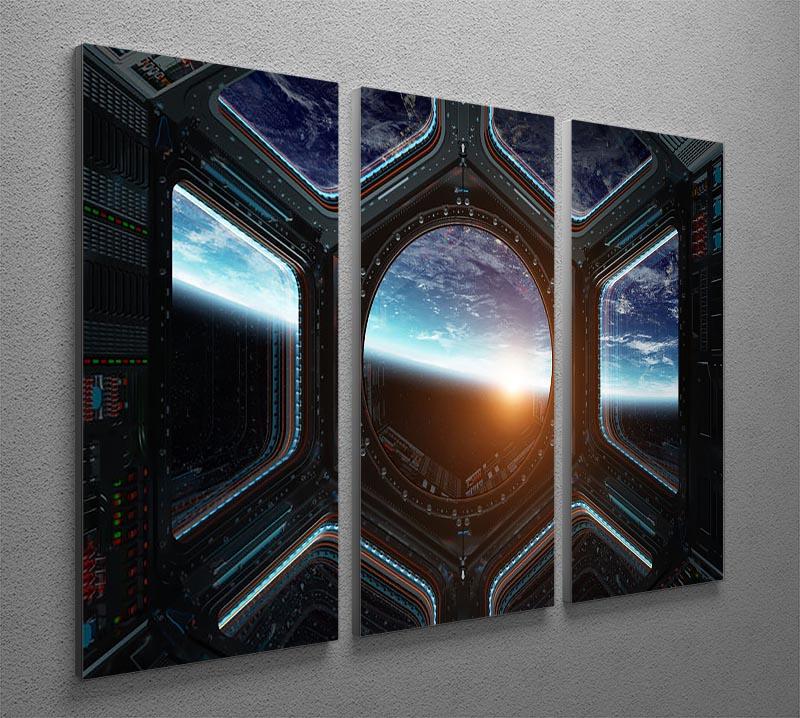 Space Ship Window 3 Split Panel Canvas Print - Canvas Art Rocks - 2