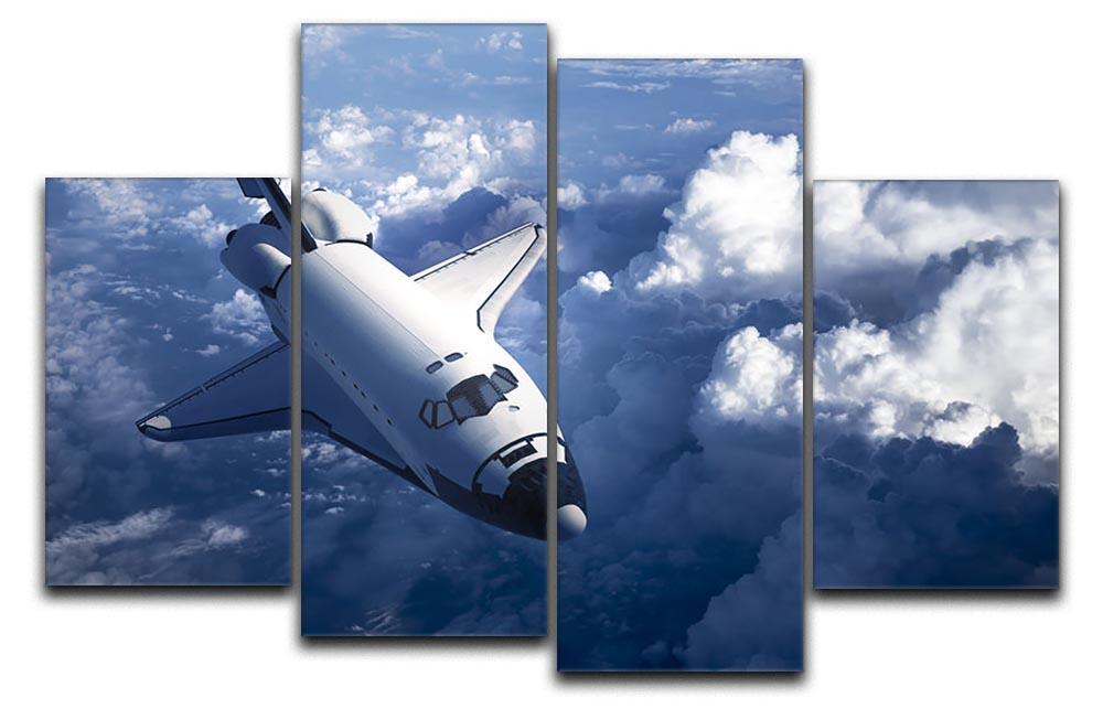Space Shuttle in the Clouds 4 Split Panel Canvas  - Canvas Art Rocks - 1