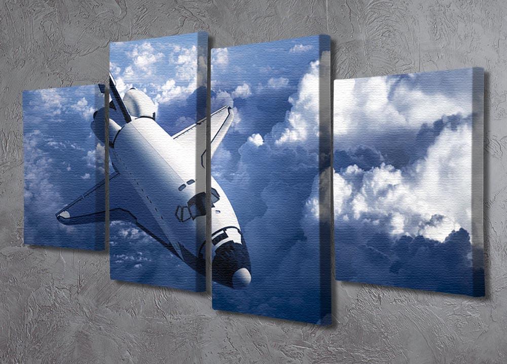 Space Shuttle in the Clouds 4 Split Panel Canvas - Canvas Art Rocks - 2