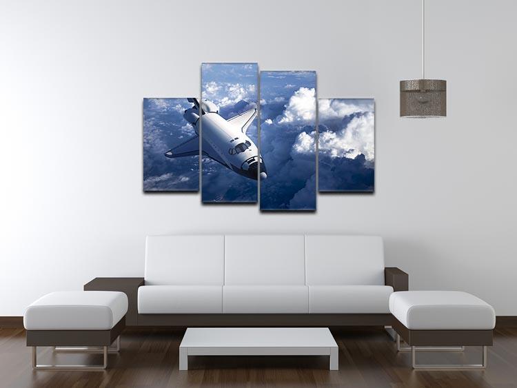Space Shuttle in the Clouds 4 Split Panel Canvas - Canvas Art Rocks - 3