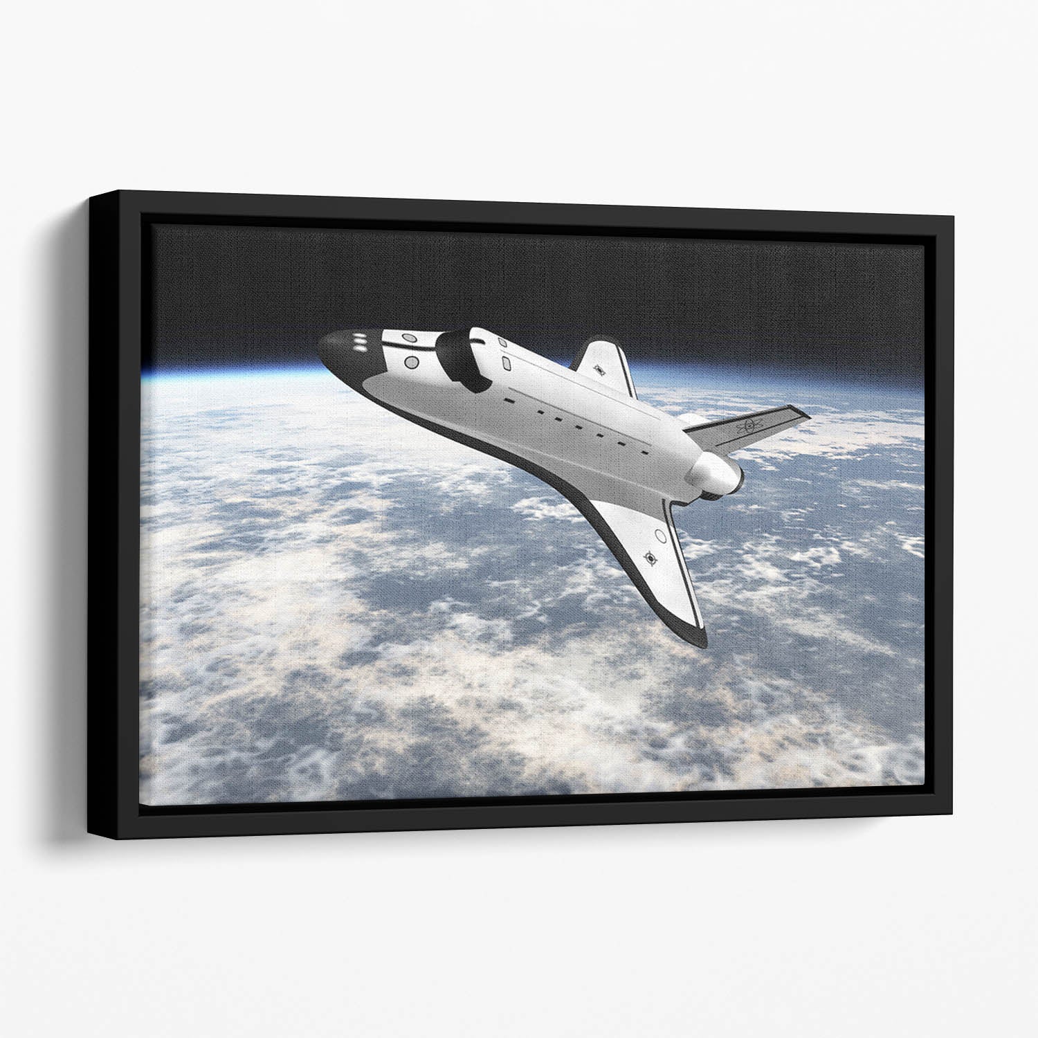 Space Shuttle leaving earth Floating Framed Canvas