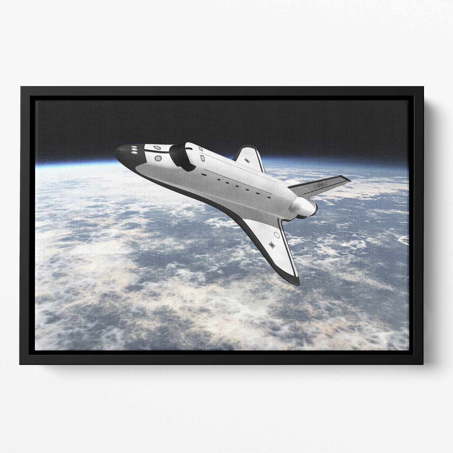Space Shuttle leaving earth Floating Framed Canvas