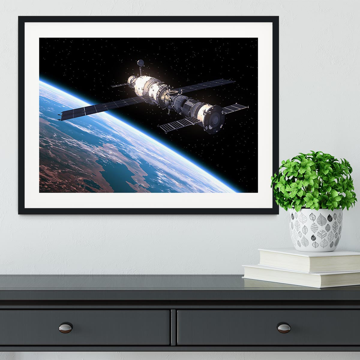 Space Station In Space Framed Print - Canvas Art Rocks - 1