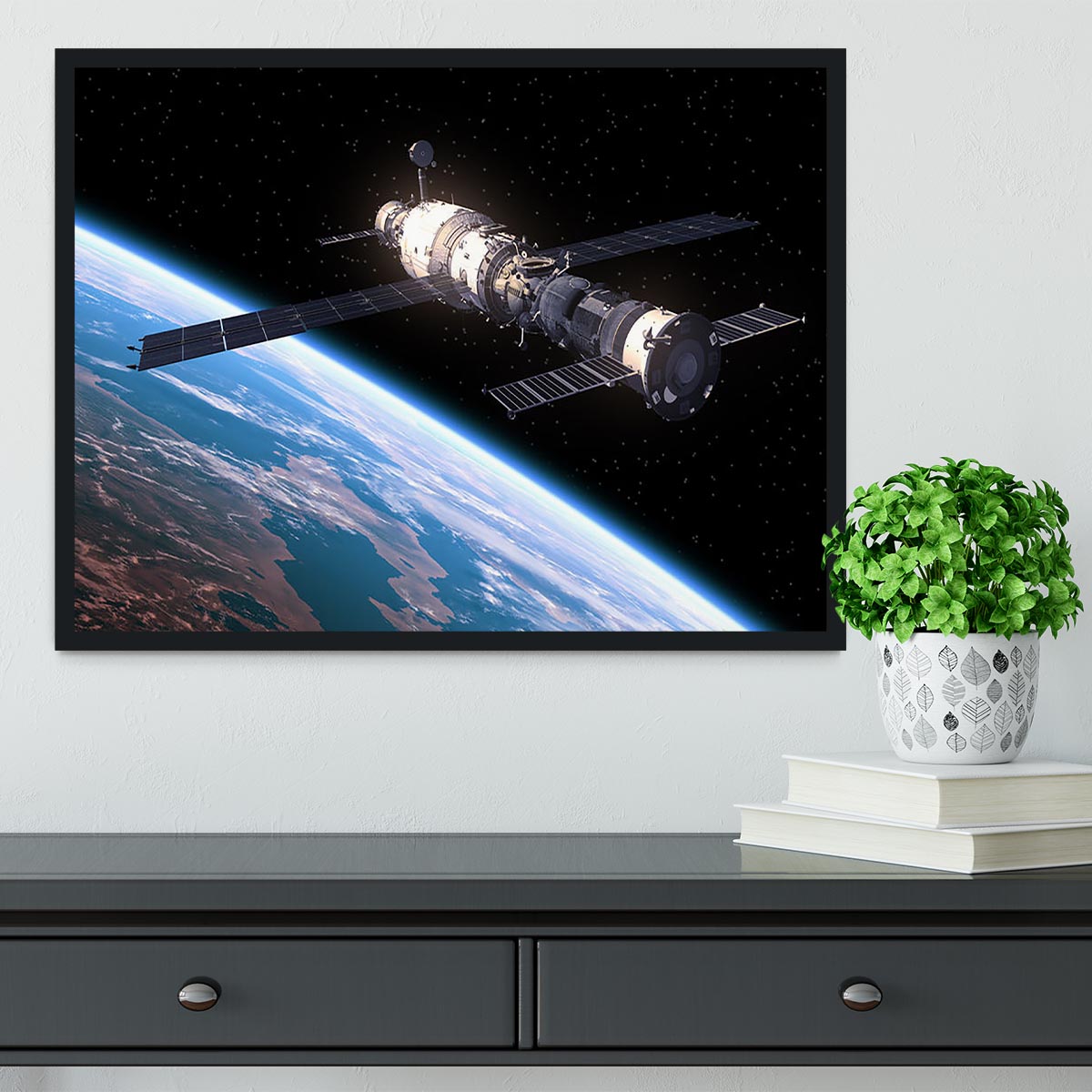 Space Station In Space Framed Print - Canvas Art Rocks - 2