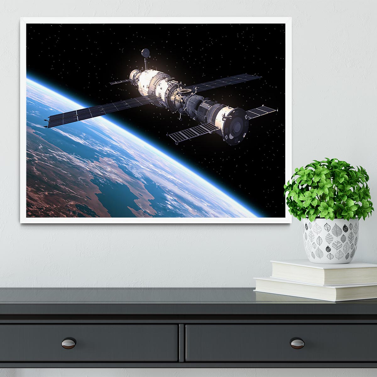 Space Station In Space Framed Print - Canvas Art Rocks -6