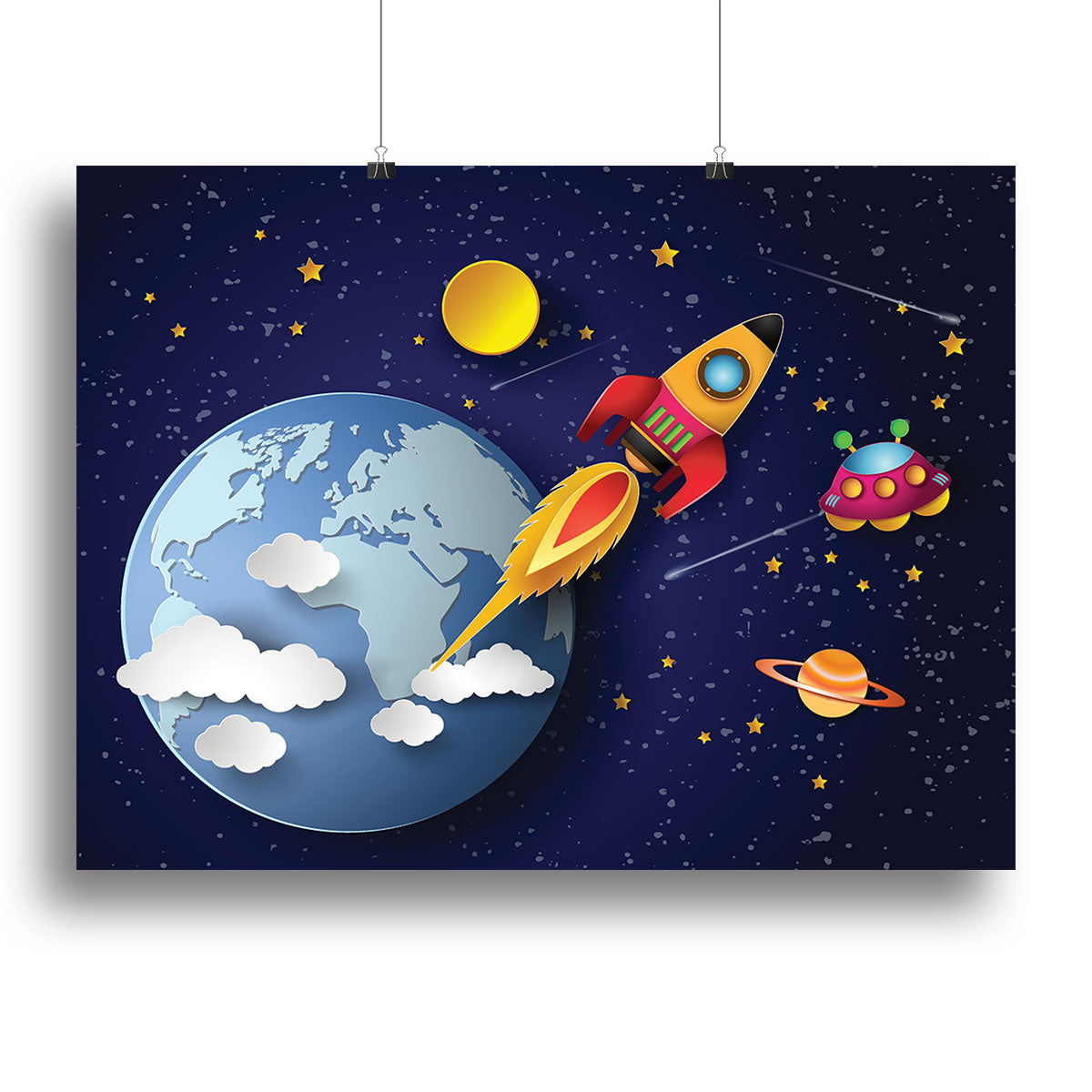 Space rocket launch and galaxy Canvas Print or Poster - Canvas Art Rocks - 2
