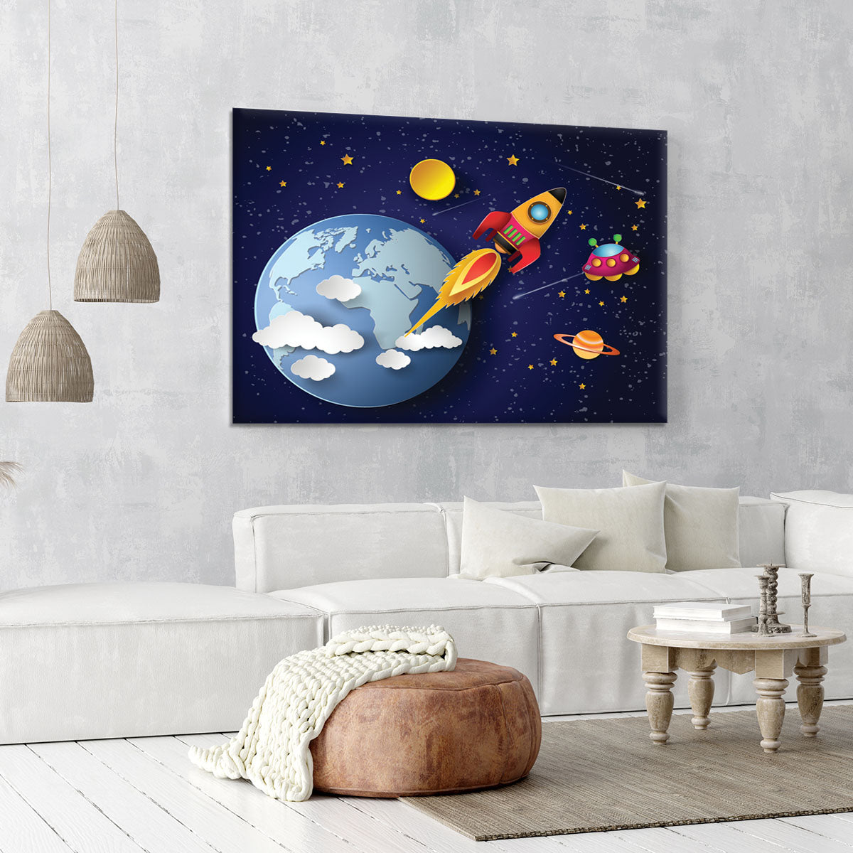 Space rocket launch and galaxy Canvas Print or Poster - Canvas Art Rocks - 6