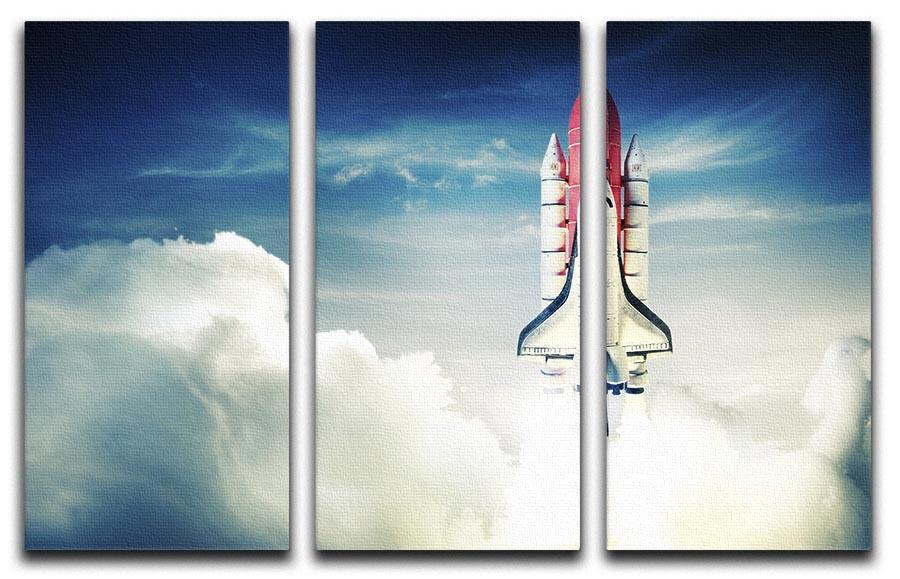 Space shuttle taking off on a mission 3 Split Panel Canvas Print - Canvas Art Rocks - 1