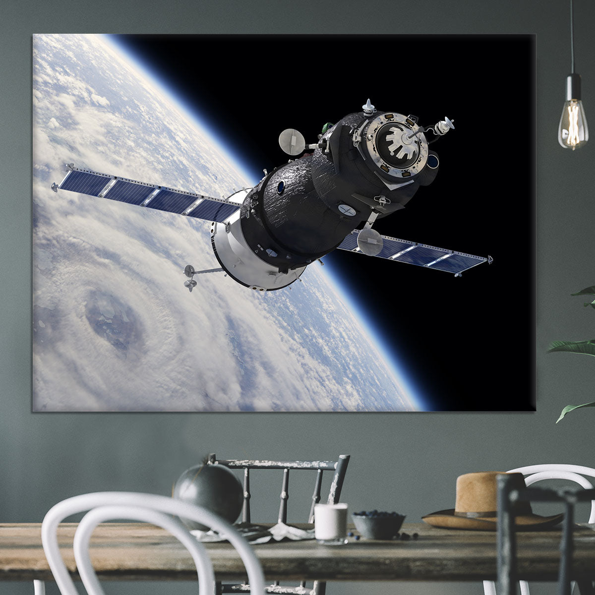 Spaceship Soyuz TMA at the Earth orbit Canvas Print or Poster - Canvas Art Rocks - 3