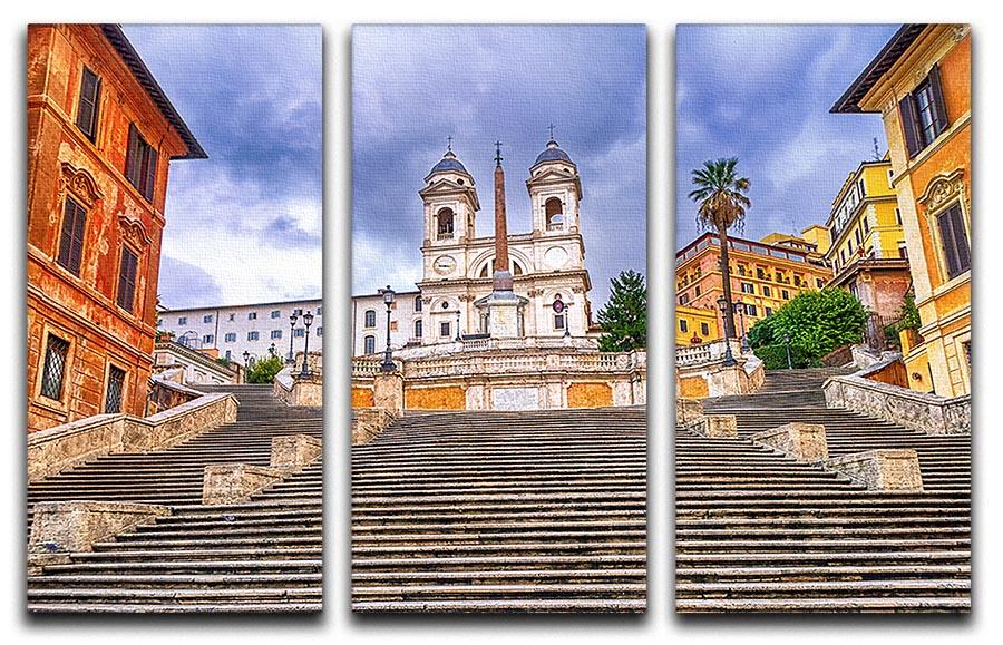 Spanish Steps and Trinita dei Monti church 3 Split Panel Canvas Print - Canvas Art Rocks - 1