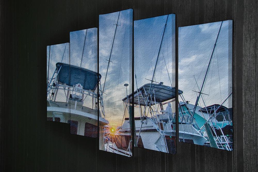 Sportfishing boats at Marina early morning 5 Split Panel Canvas  - Canvas Art Rocks - 2