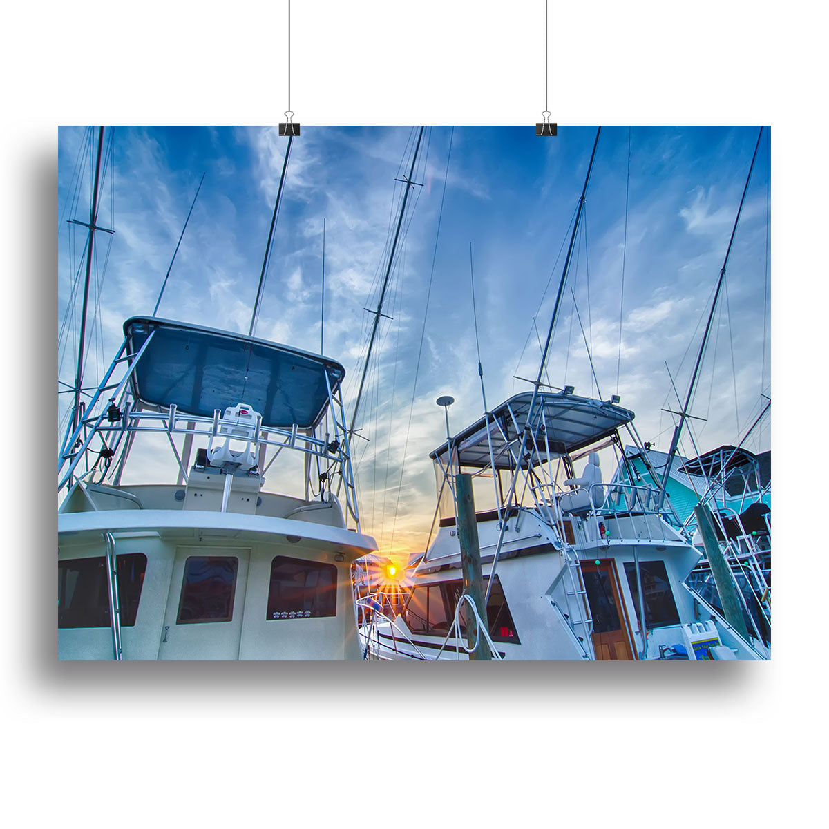 Sportfishing boats at Marina early morning Canvas Print or Poster - Canvas Art Rocks - 2