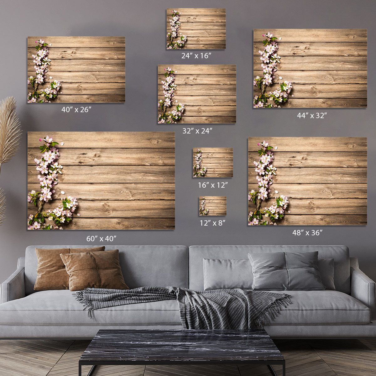 Spring flowering branch on wooden background Canvas Print or Poster - Canvas Art Rocks - 7