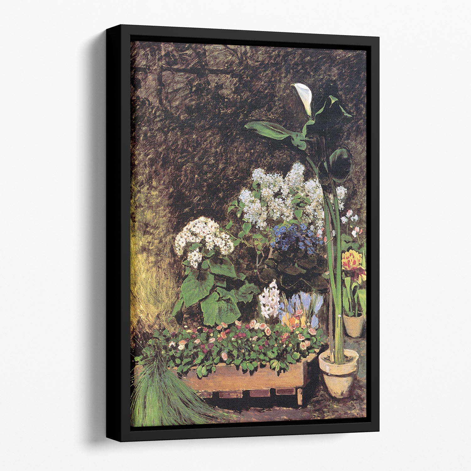 Spring flowers by Renoir Floating Framed Canvas