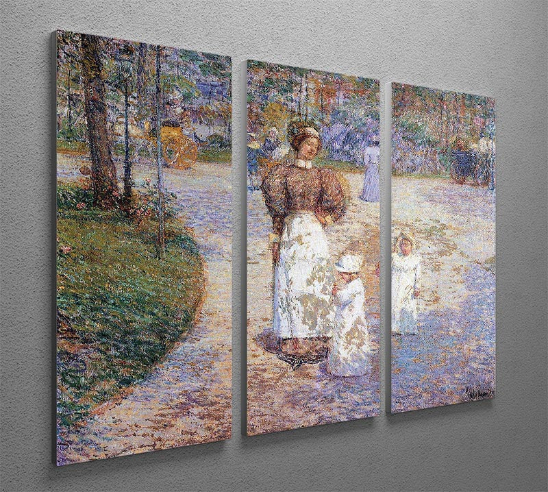 Spring in Central Park by Hassam 3 Split Panel Canvas Print - Canvas Art Rocks - 2