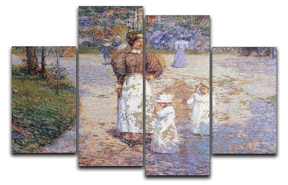 Spring in Central Park by Hassam 4 Split Panel Canvas - Canvas Art Rocks - 1