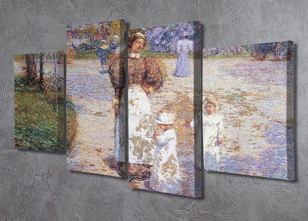 Spring in Central Park by Hassam 4 Split Panel Canvas - Canvas Art Rocks - 2