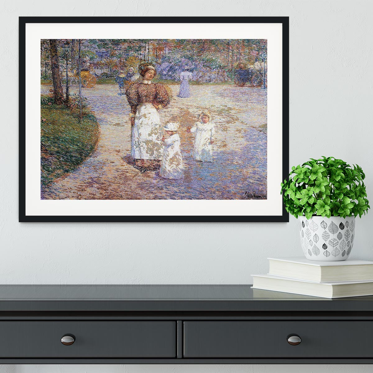 Spring in Central Park by Hassam Framed Print - Canvas Art Rocks - 1