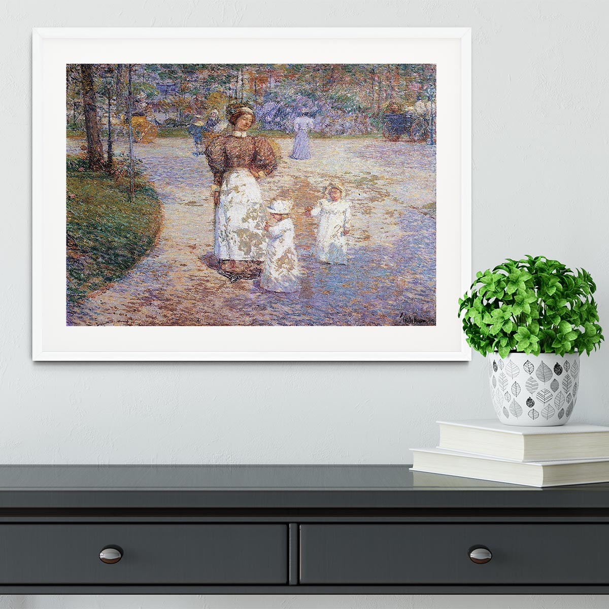 Spring in Central Park by Hassam Framed Print - Canvas Art Rocks - 5