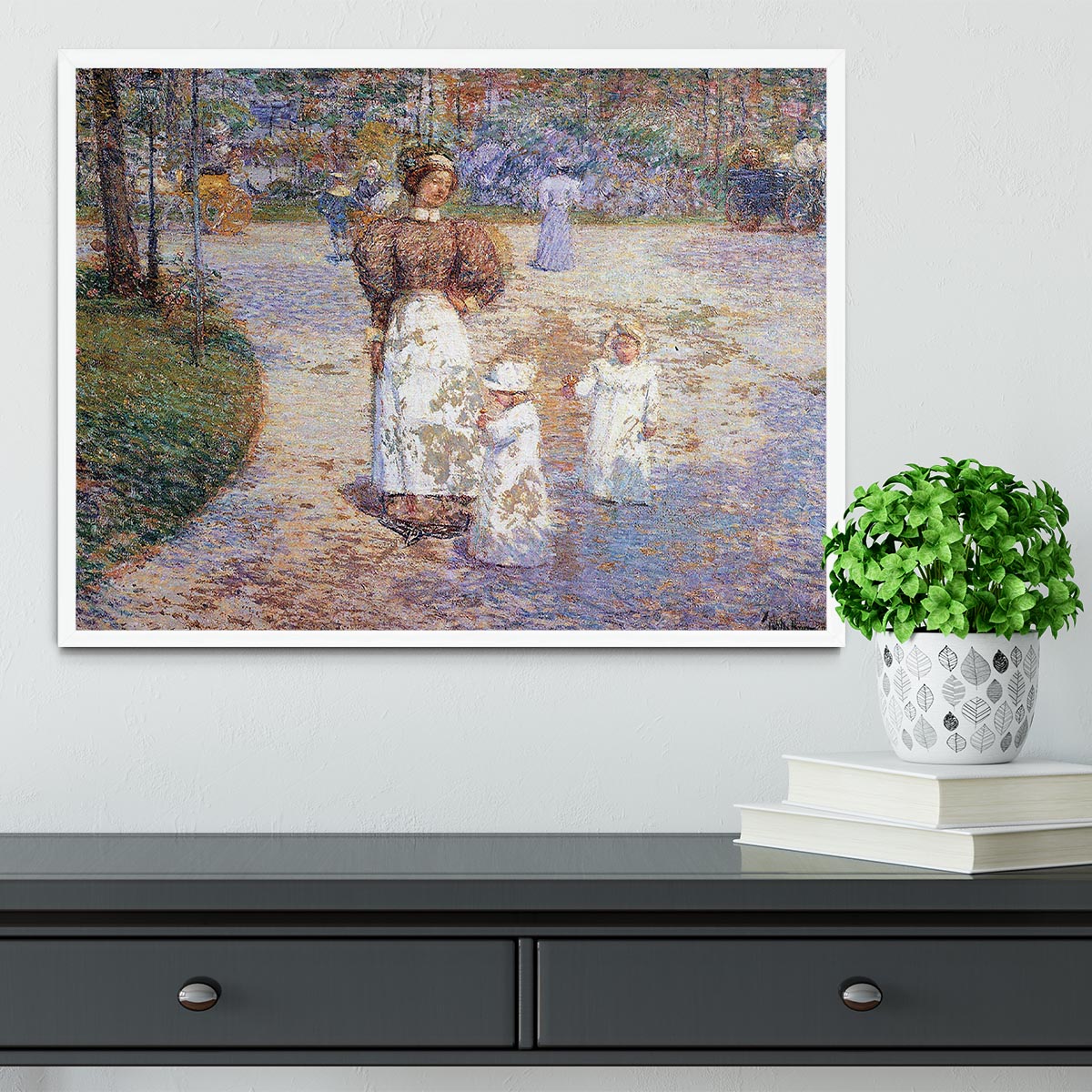 Spring in Central Park by Hassam Framed Print - Canvas Art Rocks -6