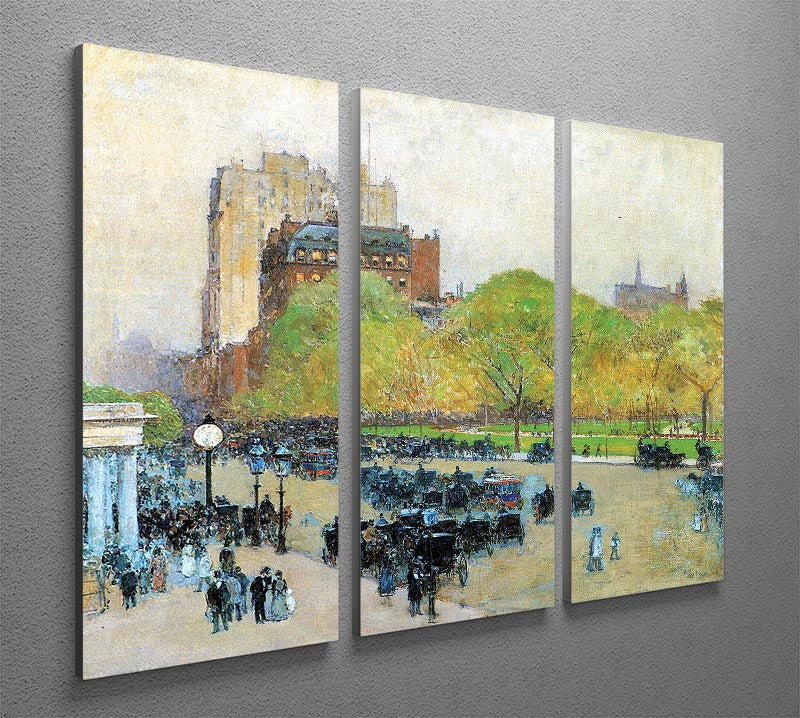 Spring morning in the heart of the city by Hassam 3 Split Panel Canvas Print - Canvas Art Rocks - 2