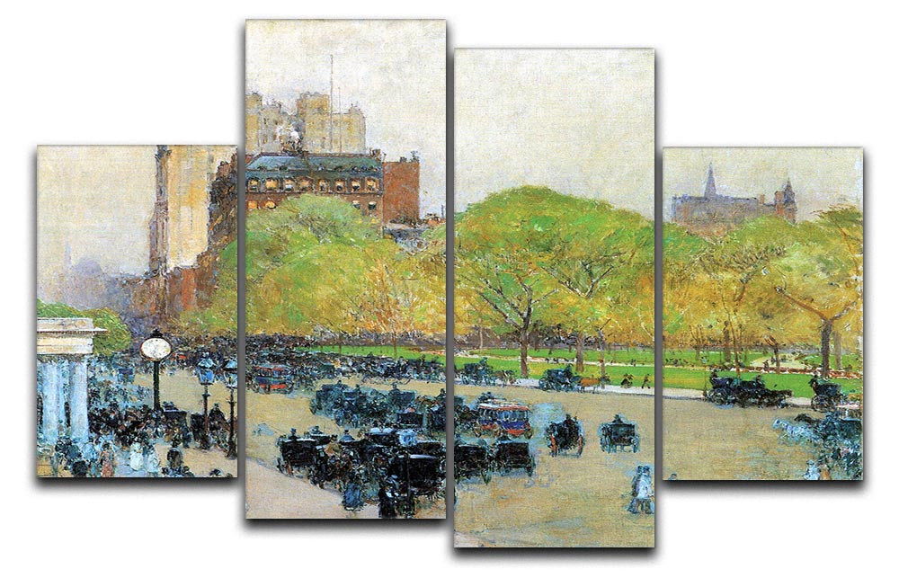 Spring morning in the heart of the city by Hassam 4 Split Panel Canvas - Canvas Art Rocks - 1