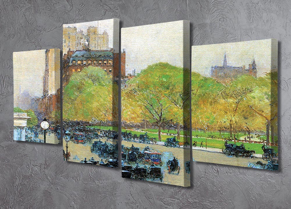Spring morning in the heart of the city by Hassam 4 Split Panel Canvas - Canvas Art Rocks - 2