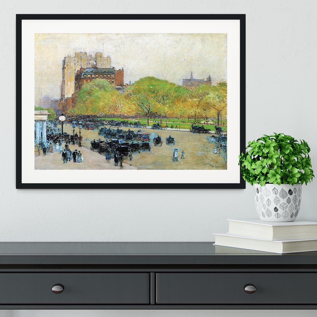 Spring morning in the heart of the city by Hassam Framed Print - Canvas Art Rocks - 1