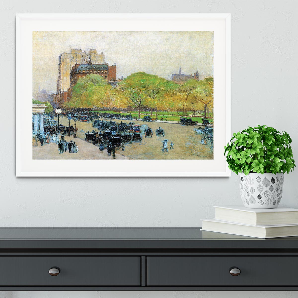 Spring morning in the heart of the city by Hassam Framed Print - Canvas Art Rocks - 5