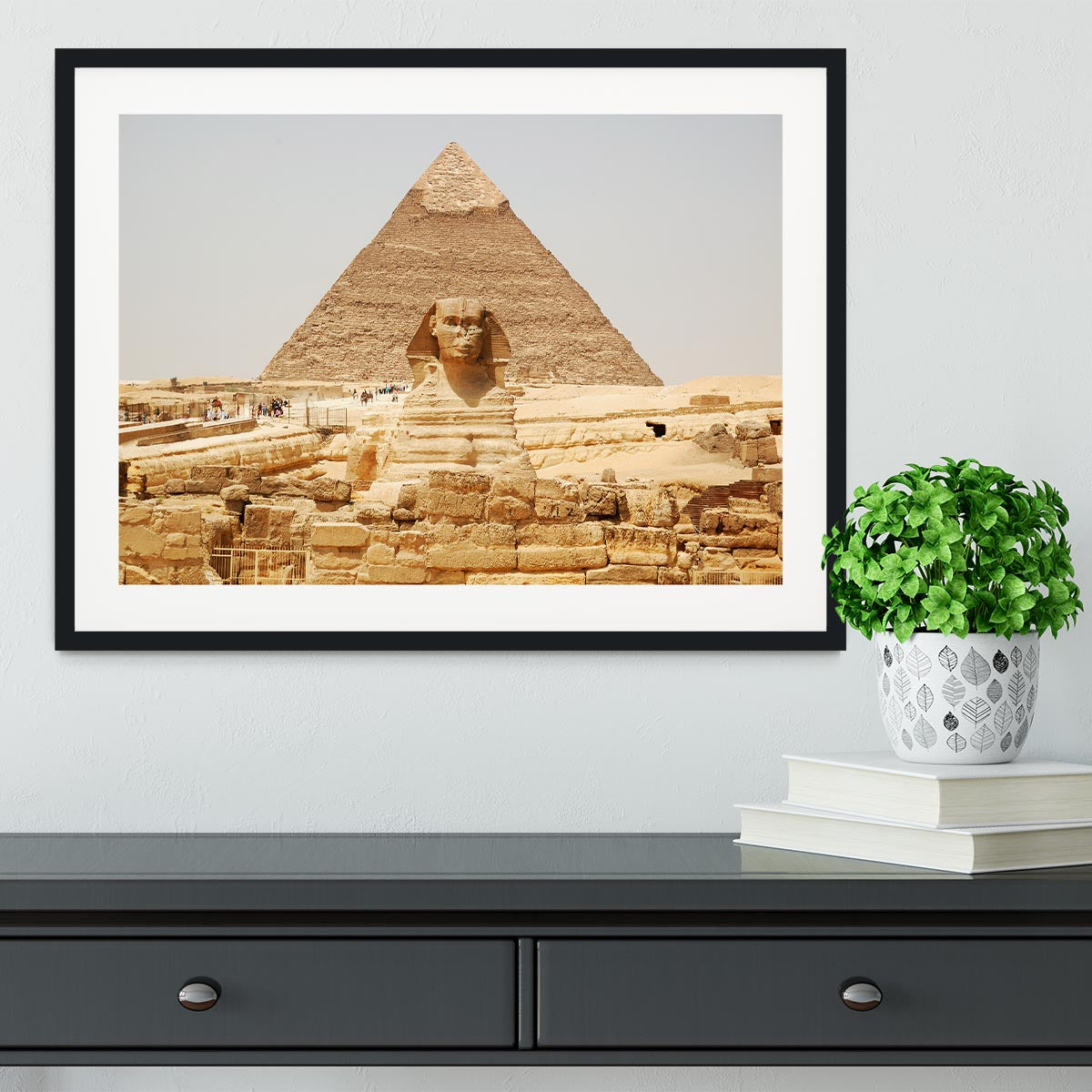 Spynx face on the Giza pyramid Framed Print - Canvas Art Rocks - 1