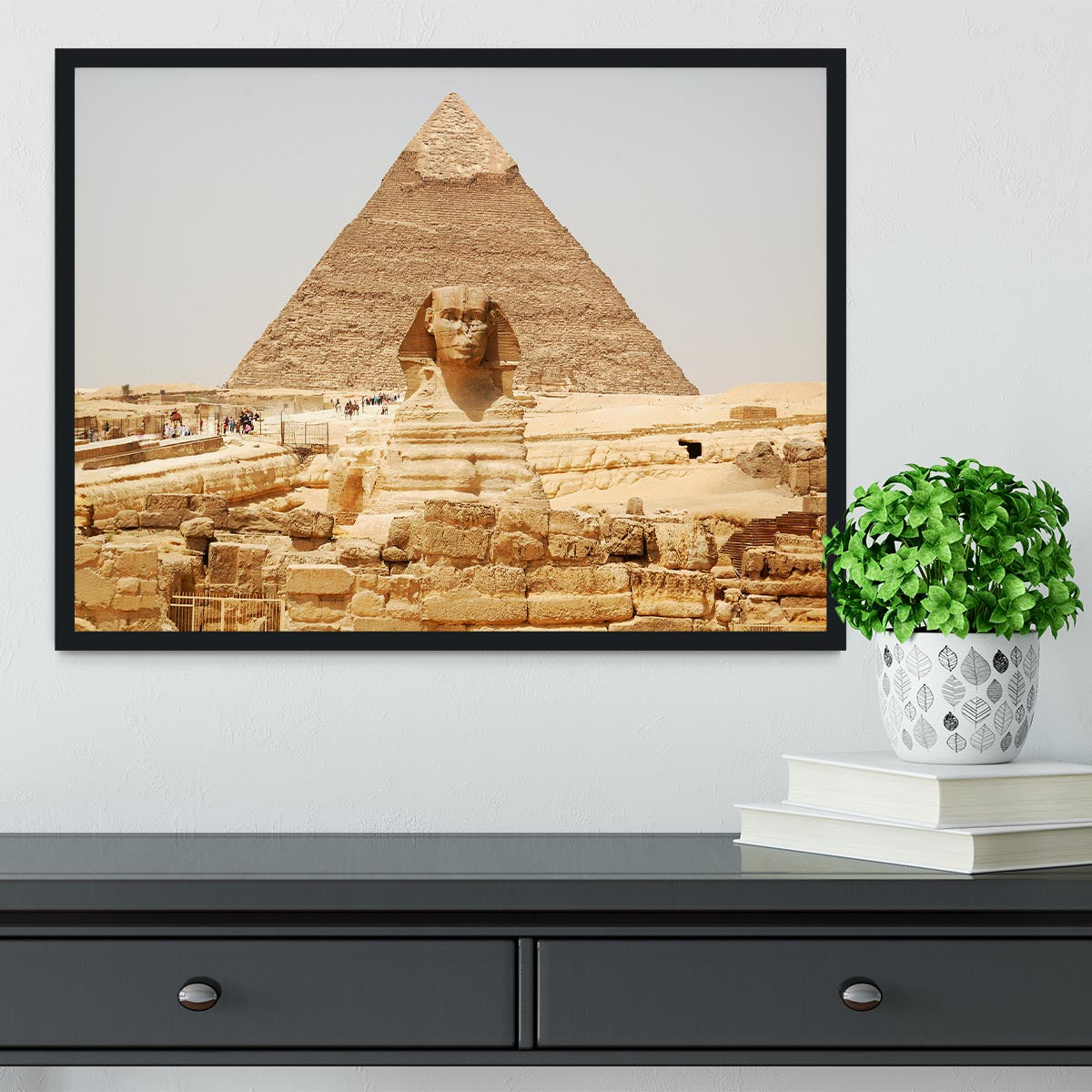 Spynx face on the Giza pyramid Framed Print - Canvas Art Rocks - 2