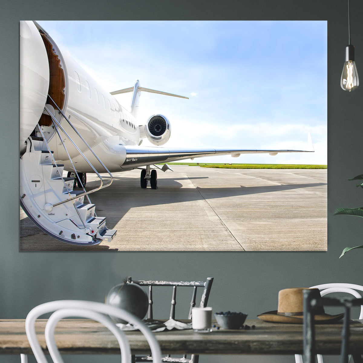 Stairs with Jet Engine Canvas Print or Poster - Canvas Art Rocks - 3