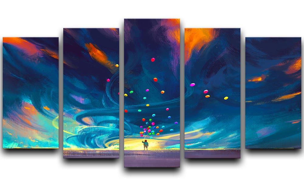 Standing in front of fantasy storm 5 Split Panel Canvas  - Canvas Art Rocks - 1