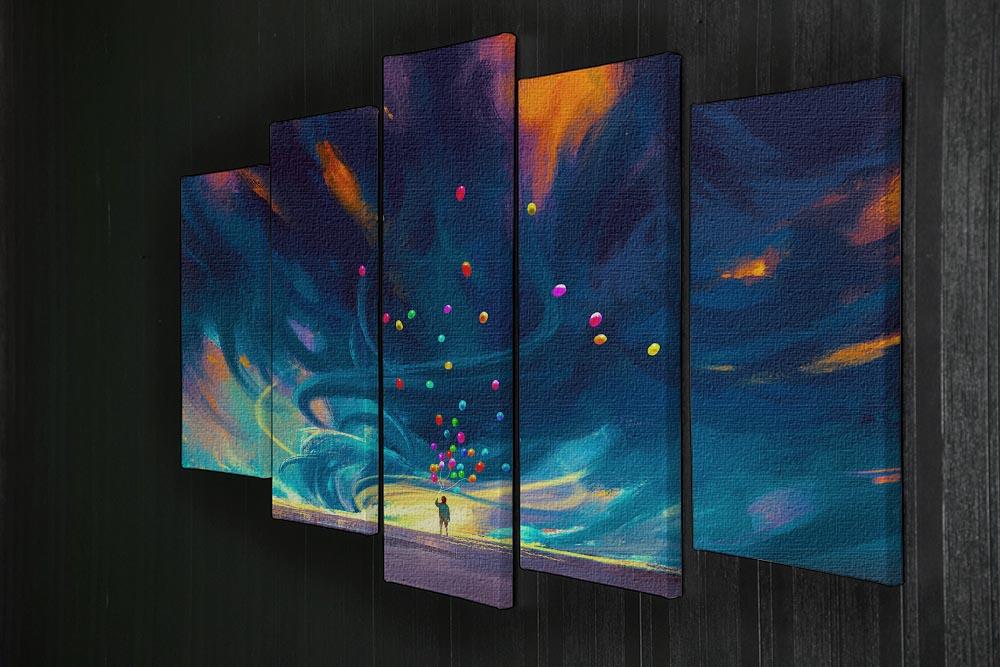 Standing in front of fantasy storm 5 Split Panel Canvas  - Canvas Art Rocks - 2